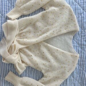Sezane Cream Sweater with Gold Dots